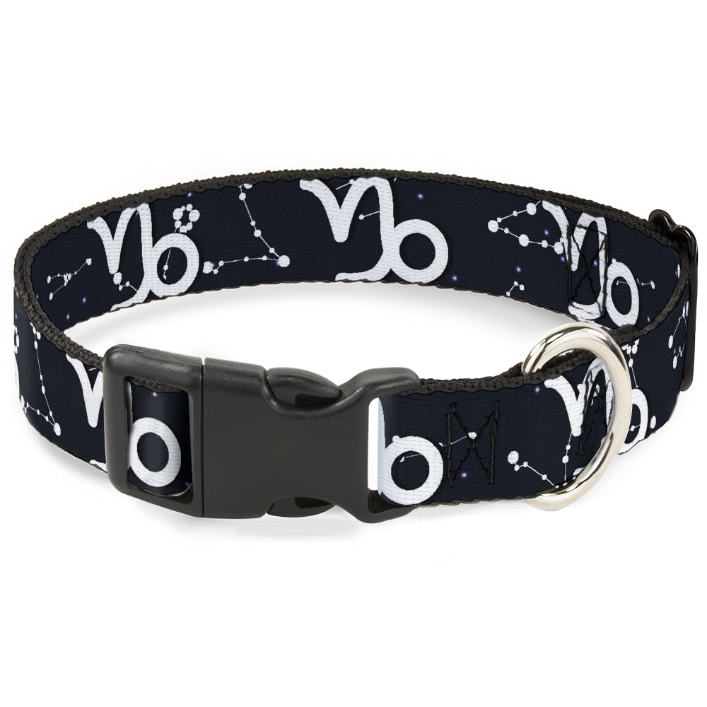 Plastic Clip Collar - Zodiac Capricorn Symbol/Constellations Black/White Plastic Clip Collars Buckle-Down
