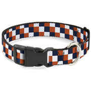 Plastic Clip Collar - Checker Navy/Orange/White Plastic Clip Collars Buckle-Down