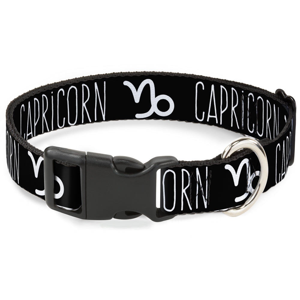 Plastic Clip Collar - Zodiac CAPRICORN/Symbol Black/White Plastic Clip Collars Buckle-Down