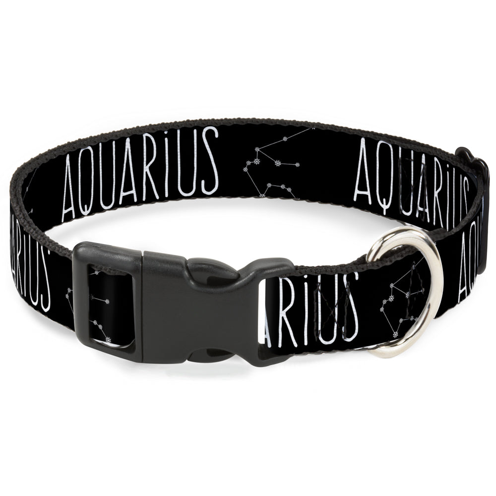 Plastic Clip Collar - Zodiac AQUARIUS/Constellation Black/White Plastic Clip Collars Buckle-Down