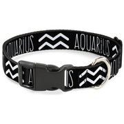 Plastic Clip Collar - Zodiac AQUARIUS/Symbol Black/White Plastic Clip Collars Buckle-Down