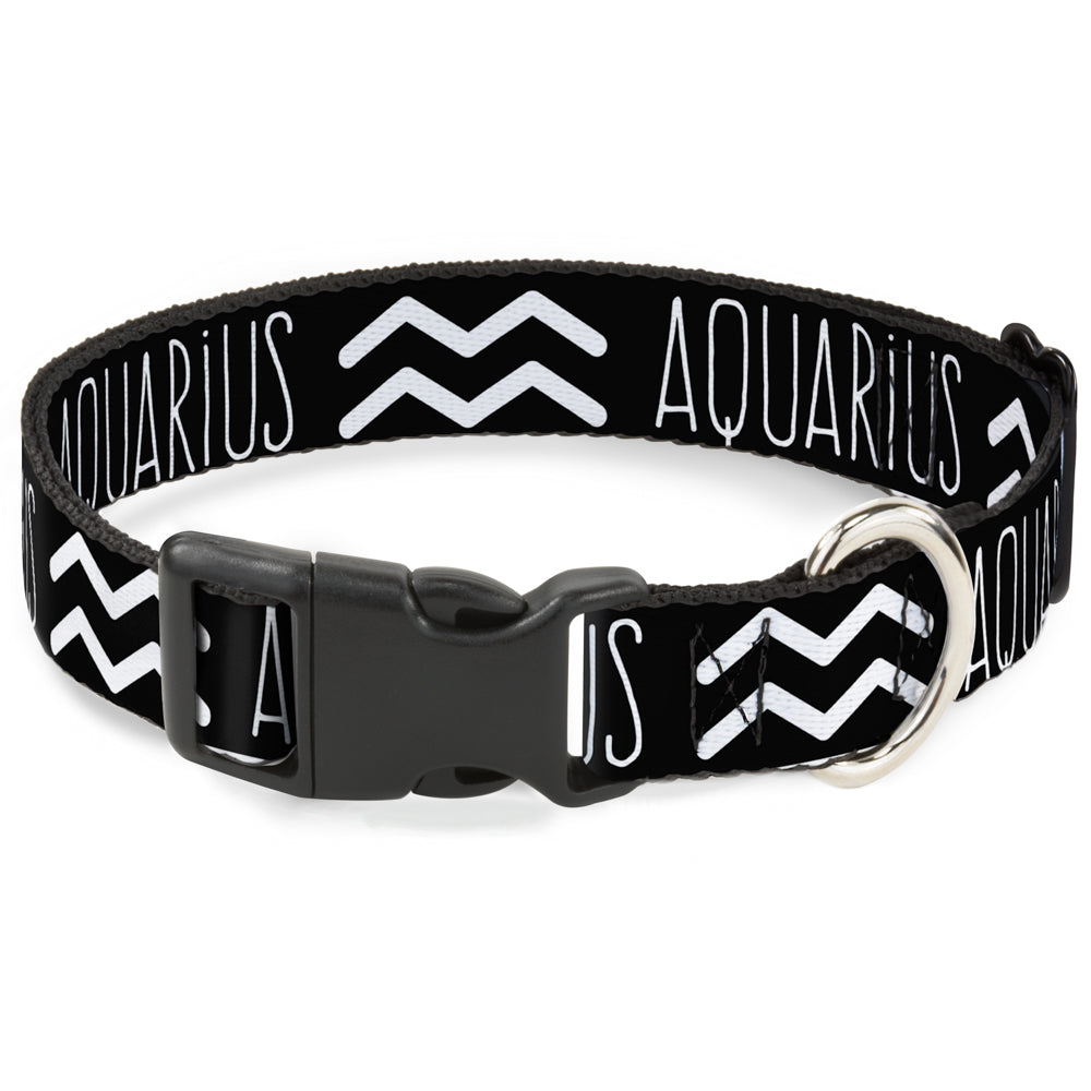 Plastic Clip Collar - Zodiac AQUARIUS/Symbol Black/White Plastic Clip Collars Buckle-Down