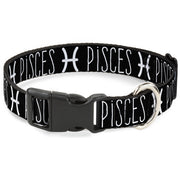 Plastic Clip Collar - Zodiac PISCES/Symbol Black/White Plastic Clip Collars Buckle-Down