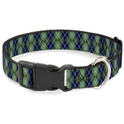 Plastic Clip Collar - Argyle Green/Navy/Green/White Plastic Clip Collars Buckle-Down