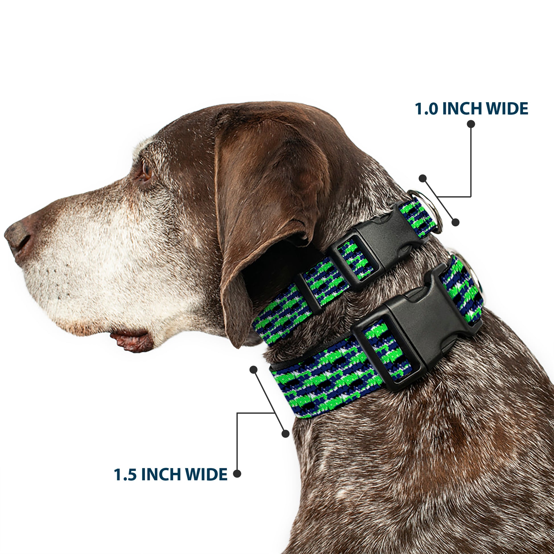 Plastic Clip Collar - Abstract Scribble Black/Blue/Neon Green Plastic Clip Collars Buckle-Down
