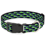 Plastic Clip Collar - Abstract Scribble Black/Blue/Neon Green Plastic Clip Collars Buckle-Down