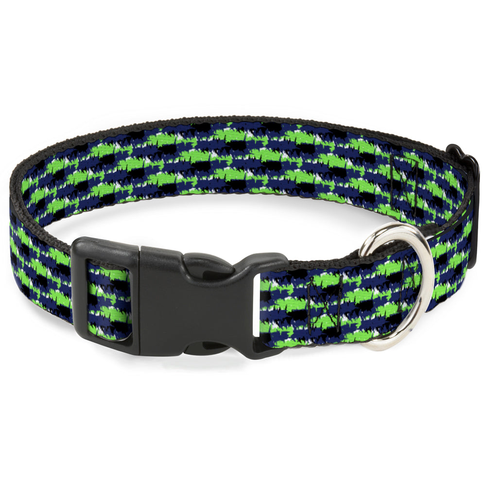 Plastic Clip Collar - Abstract Scribble Black/Blue/Neon Green Plastic Clip Collars Buckle-Down