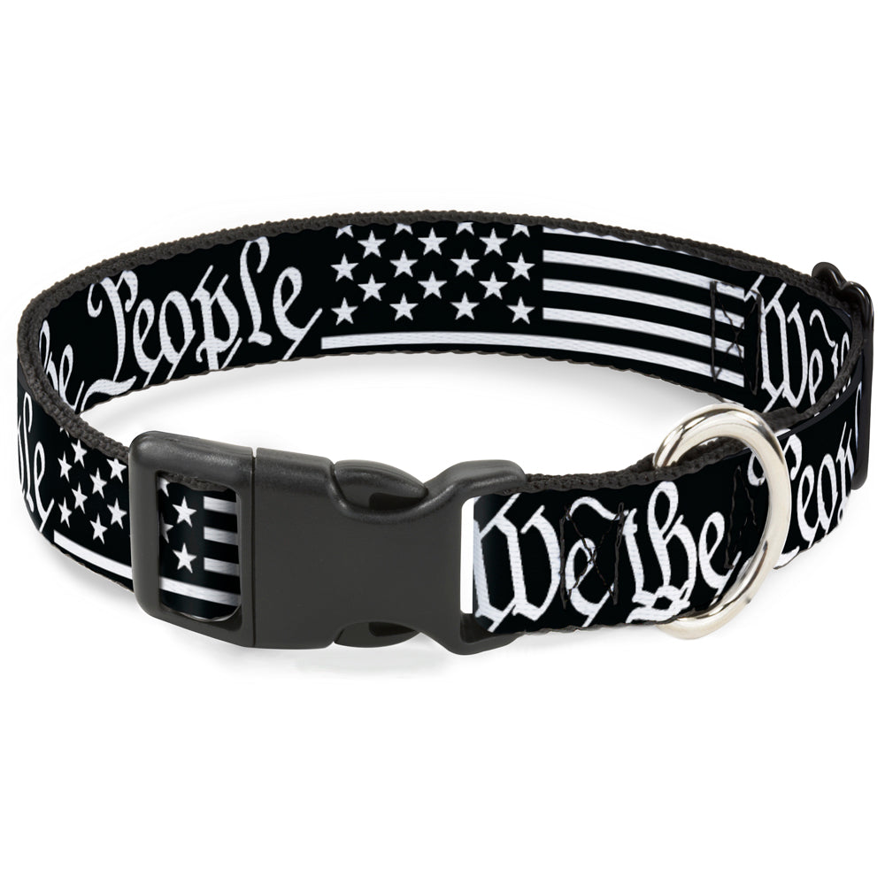 Plastic Clip Collar - Americana Flag/WE THE PEOPLE Black/White Plastic Clip Collars Buckle-Down