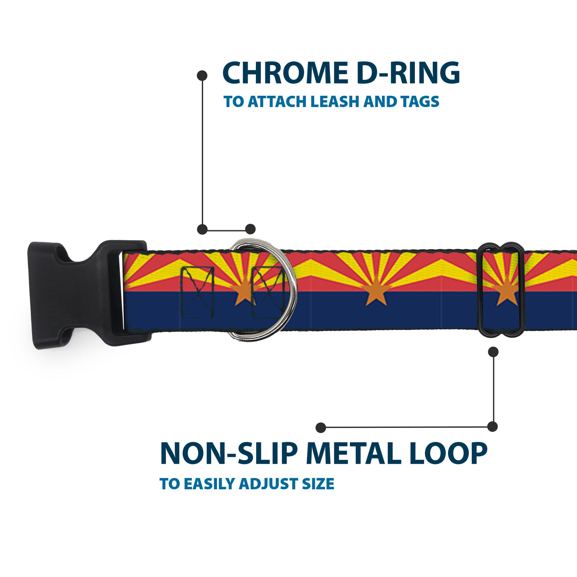 Plastic Clip Collar - Arizona Flag Red/Yellow/Gold/Blue Plastic Clip Collars Buckle-Down