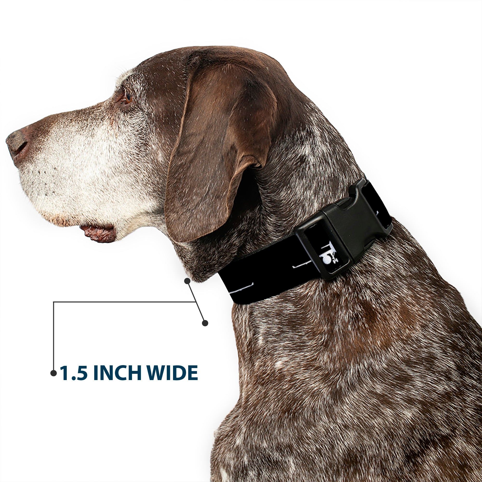 Plastic Clip Collar - Airplane Silhouette Black/White Plastic Clip Collars Buckle-Down
