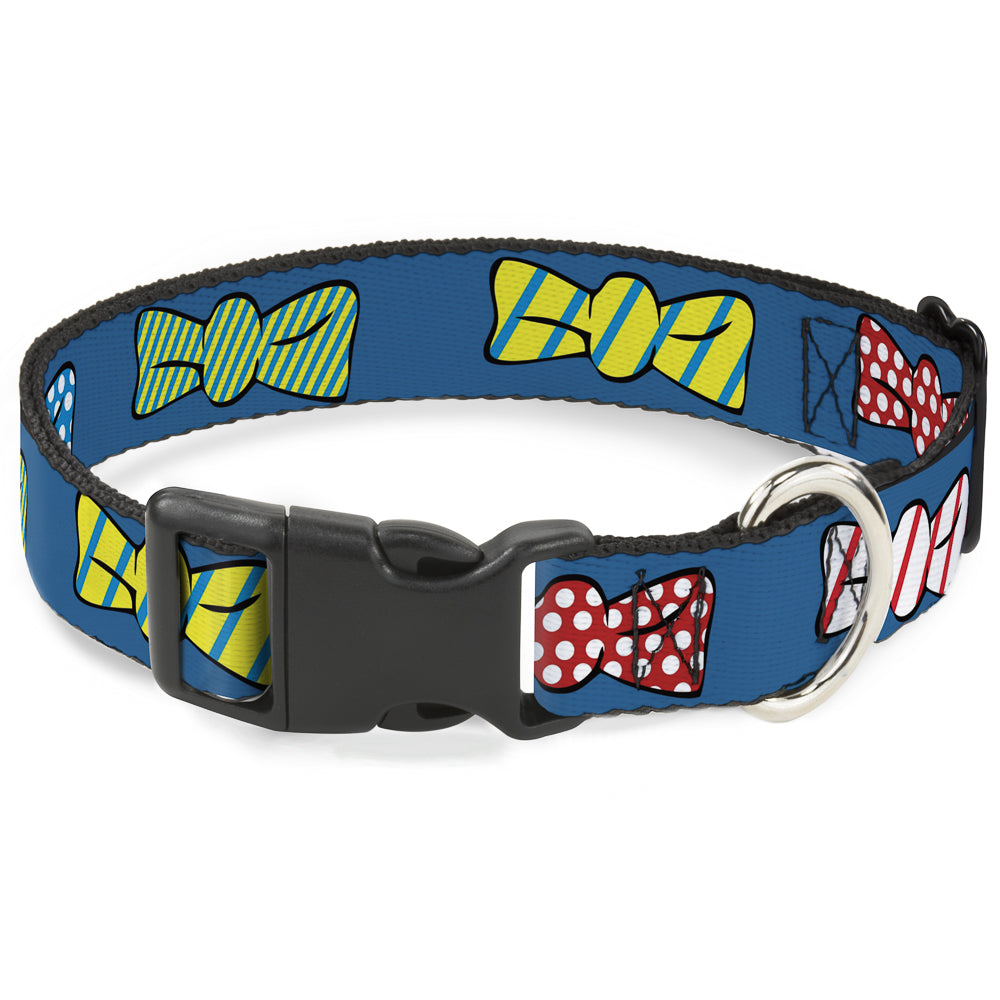 Plastic Clip Collar - Bowties Blue/Multi Color Plastic Clip Collars Buckle-Down