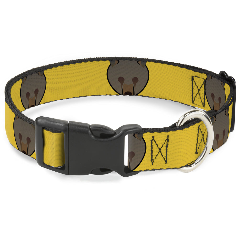 Plastic Clip Collar - Brown Bear Repeat Yellow Plastic Clip Collars Buckle-Down