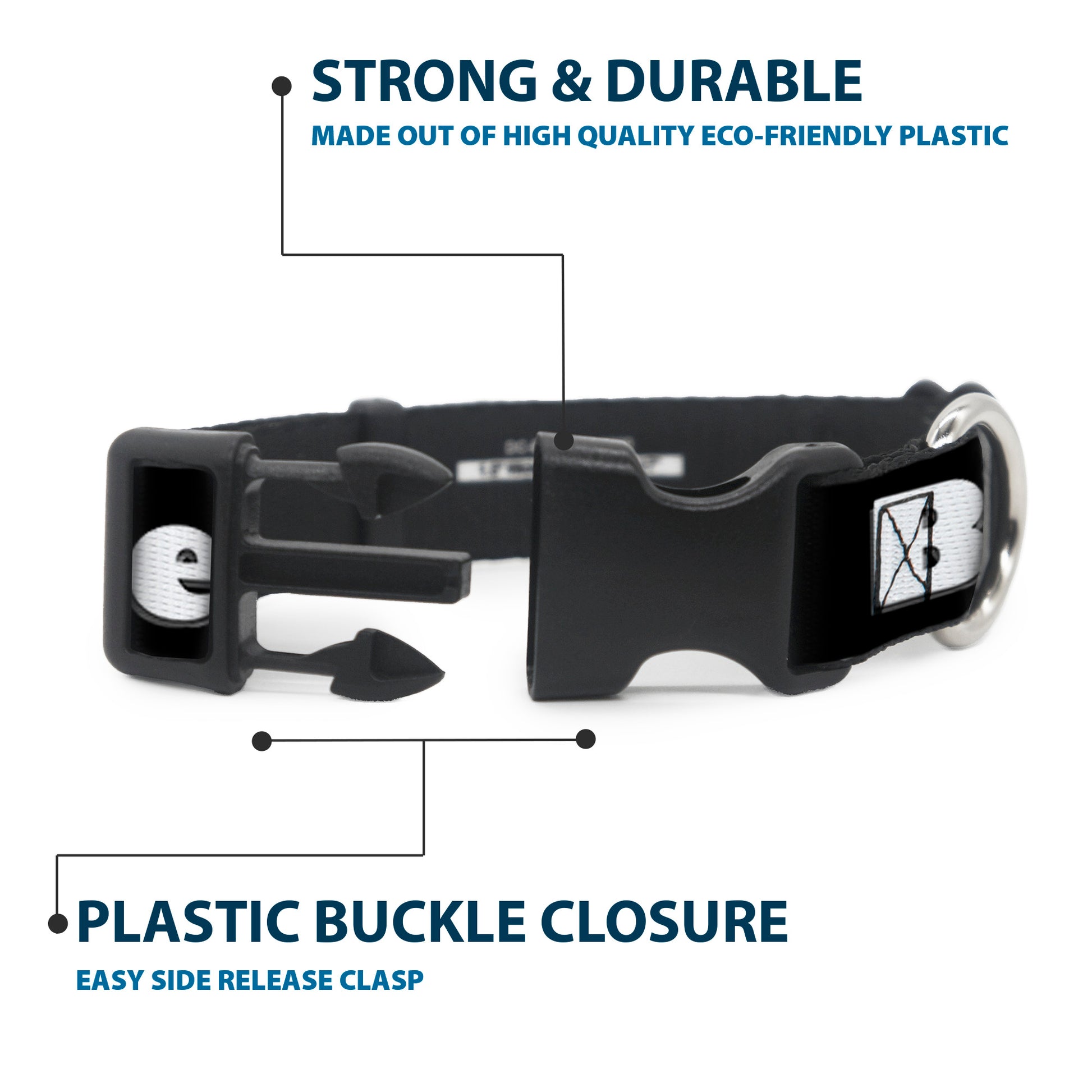 Buckle-Down Plastic Buckle Dog Collar - BITCH PLEASE Black/White Plastic Clip Collars Buckle-Down