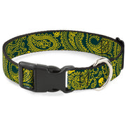Plastic Clip Collar - Bandana/Skulls Green/Gold Plastic Clip Collars Buckle-Down