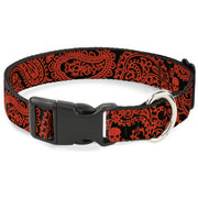 Plastic Clip Collar - Bandana/Skulls Black/Orange Plastic Clip Collars Buckle-Down