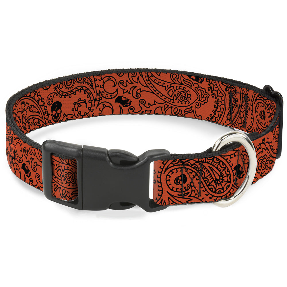 Plastic Clip Collar - Bandana/Skulls Orange/Black Plastic Clip Collars Buckle-Down