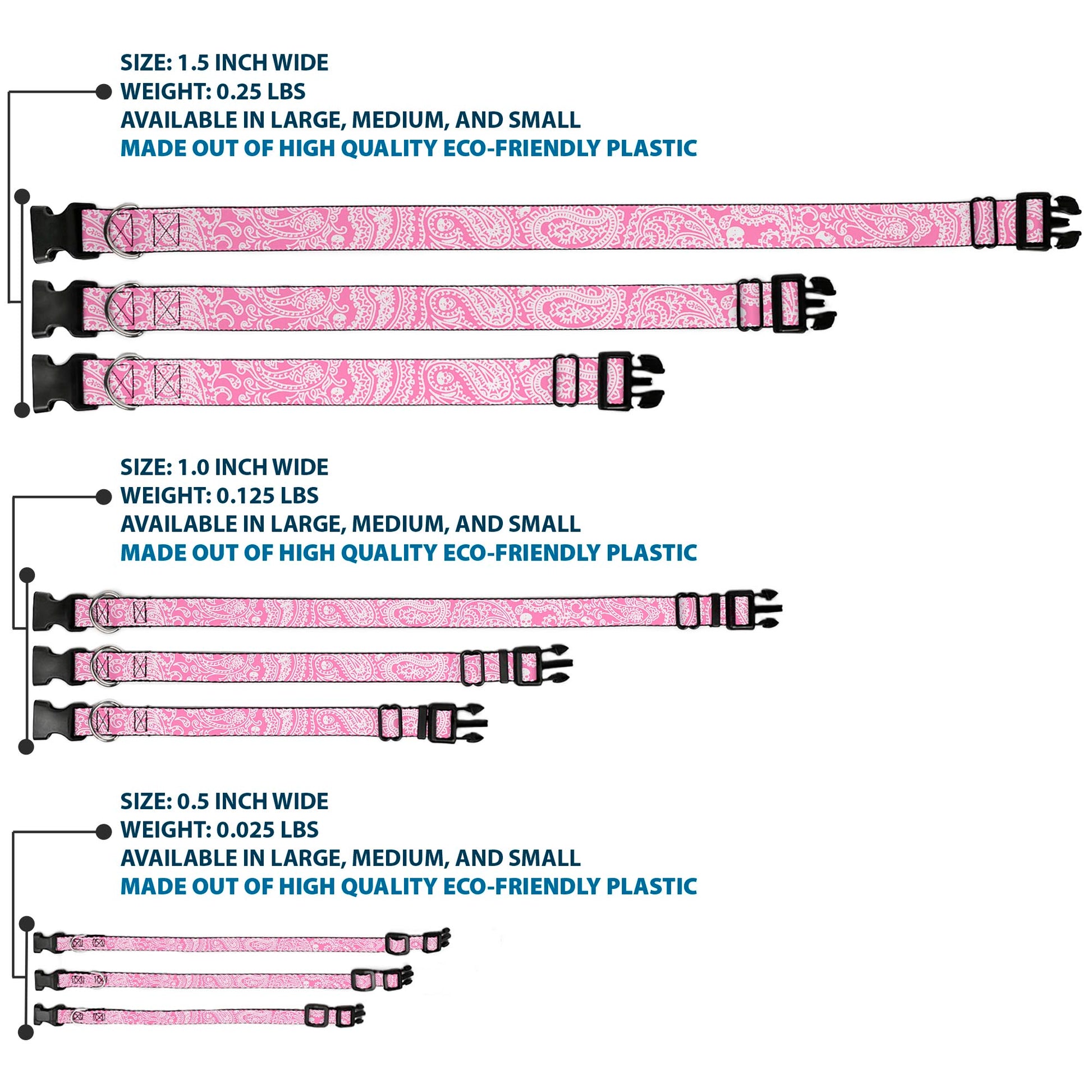 Plastic Clip Collar - Bandana/Skulls Pink/White Plastic Clip Collars Buckle-Down