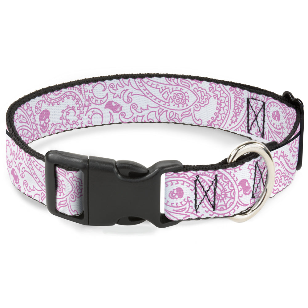 Plastic Clip Collar - Bandana/Skulls White/Pink Plastic Clip Collars Buckle-Down