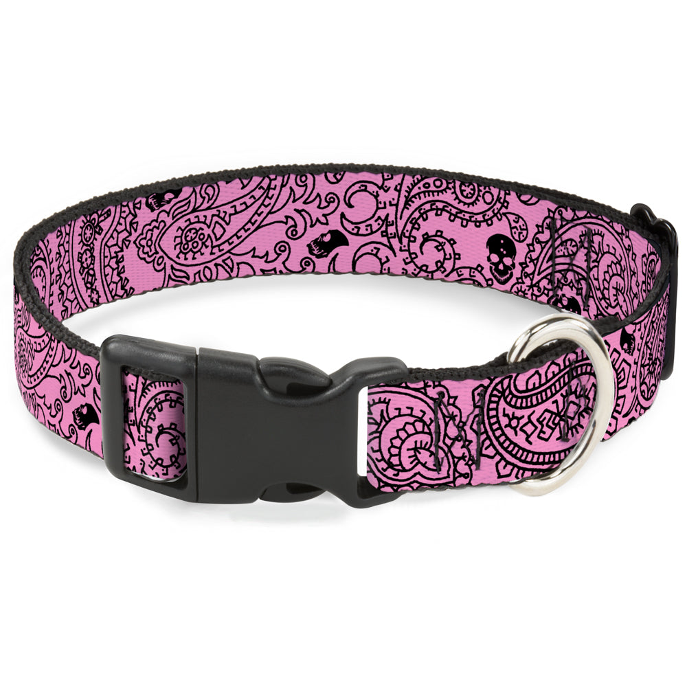 Plastic Clip Collar - Bandana/Skulls Pink/Black Plastic Clip Collars Buckle-Down