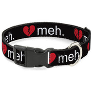 Plastic Clip Collar - Broken Heart MEH Black/Red/White Plastic Clip Collars Buckle-Down