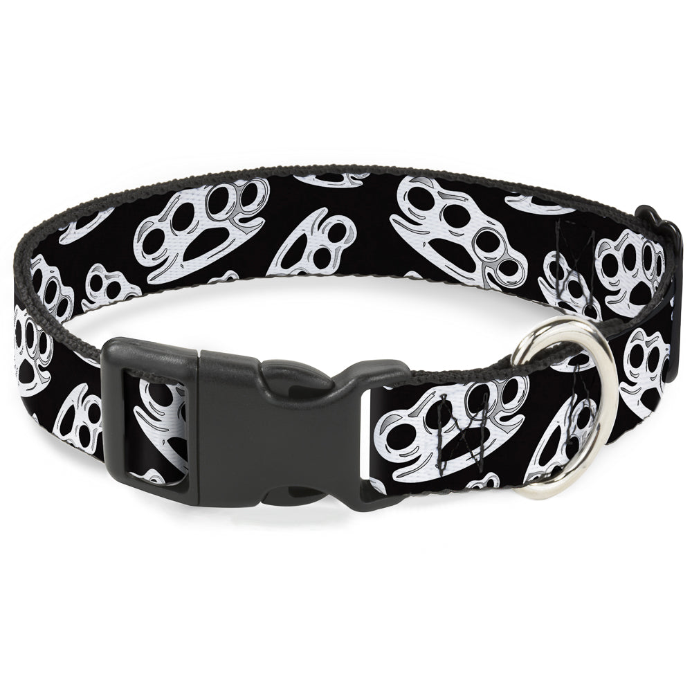 Buckle-Down Plastic Buckle Dog Collar - Brass Knuckles Black/White Plastic Clip Collars Buckle-Down