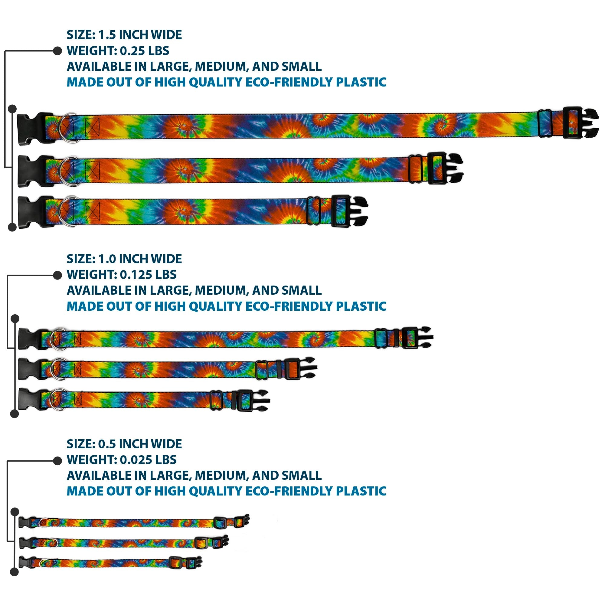 Plastic Clip Collar - BD Tie Dye13 Plastic Clip Collars Buckle-Down