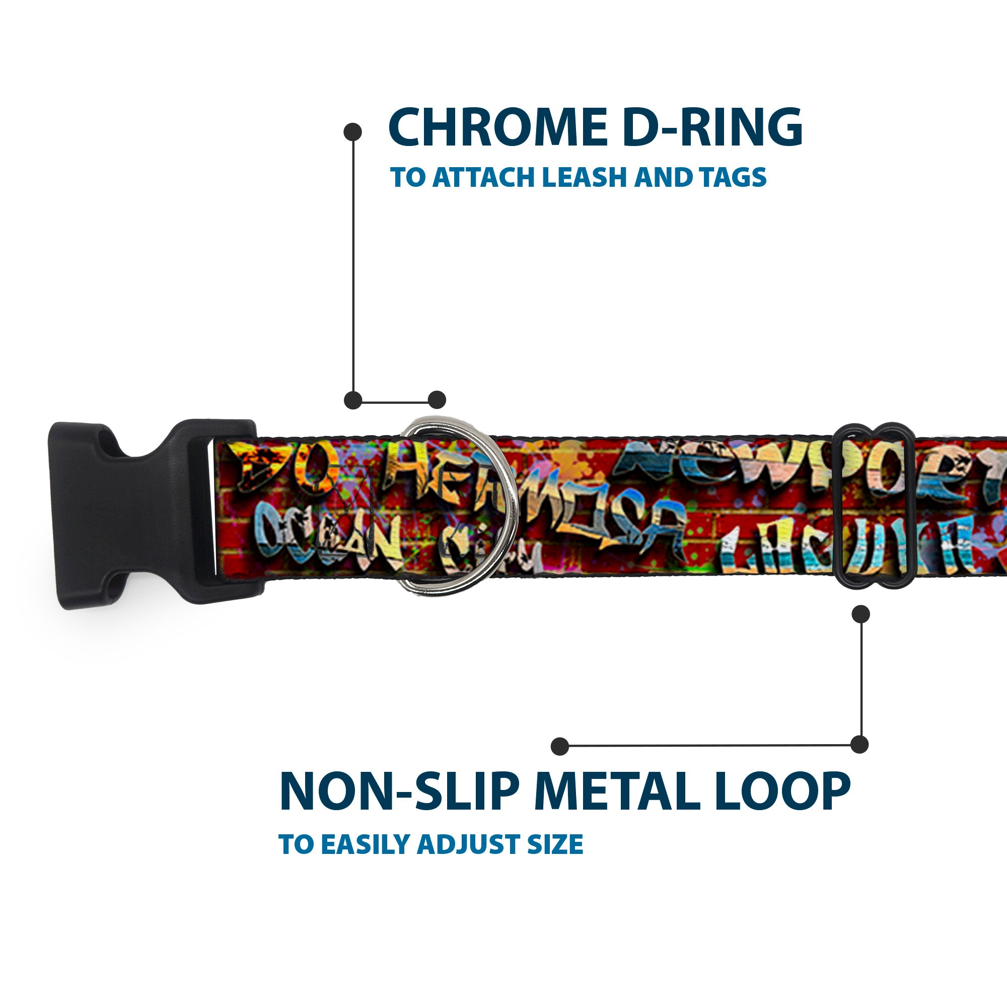 Plastic Clip Collar - Beach Tags/Paint Splatter Brick Wall/Beach Scenes Plastic Clip Collars Buckle-Down