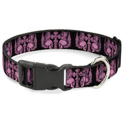 Plastic Clip Collar - BD Skulls w/Wings Black/Pink Plastic Clip Collars Buckle-Down