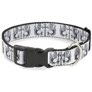 Plastic Clip Collar - BD Skulls w/Wings White/Black Plastic Clip Collars Buckle-Down