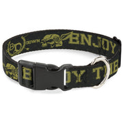 Plastic Clip Collar - Buckle-Down Winged Skull ENJOY THE RIDE Olive/Lime Green Plastic Clip Collars Buckle-Down