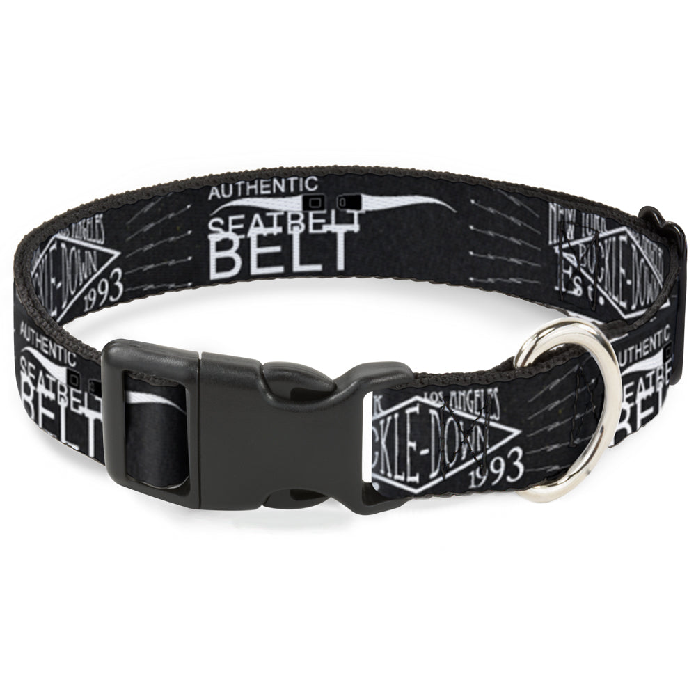 Plastic Clip Collar - Buckle-Down AUTHENTIC SEATBELT BELT NY-LA Black/White Plastic Clip Collars Buckle-Down