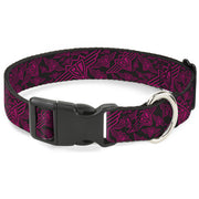 Plastic Clip Collar - BD Logo Scattered Black/Fuchsia Plastic Clip Collars Buckle-Down