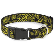 Plastic Clip Collar - BD Logo Scattered Black/Yellow Plastic Clip Collars Buckle-Down