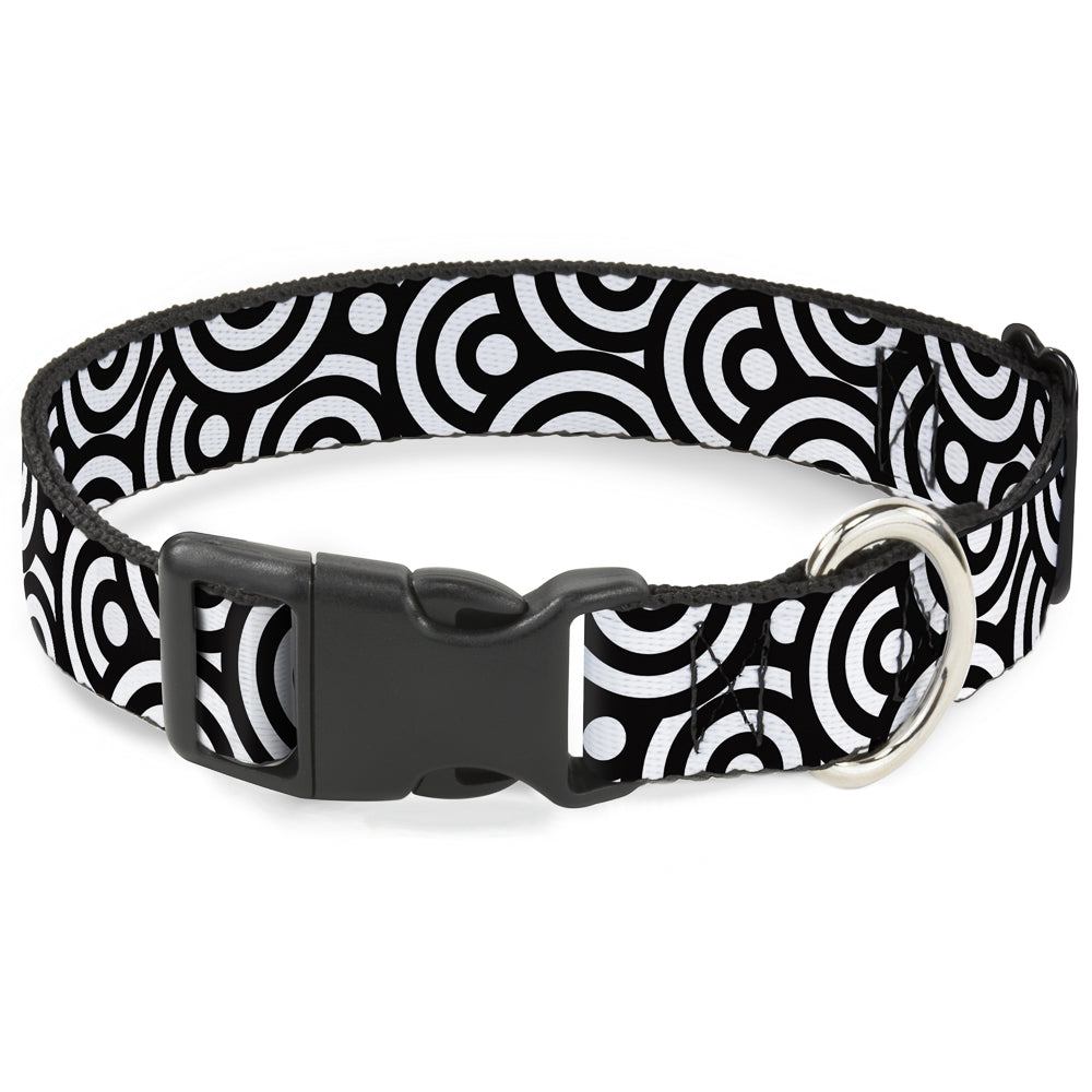 Plastic Clip Collar - Bullseye Stacked Black/White Plastic Clip Collars Buckle-Down