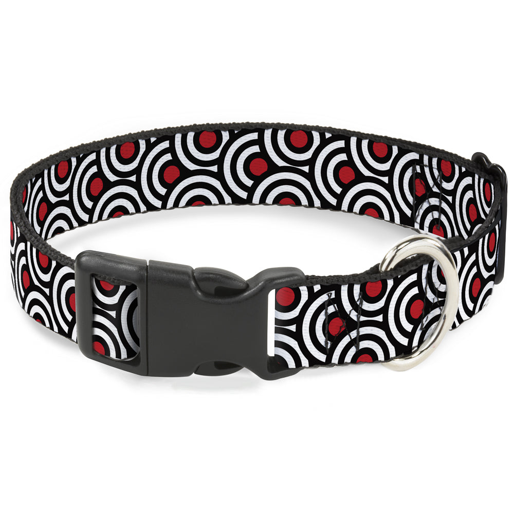 Plastic Clip Collar - Bullseye Stacked Black/White/Red Plastic Clip Collars Buckle-Down