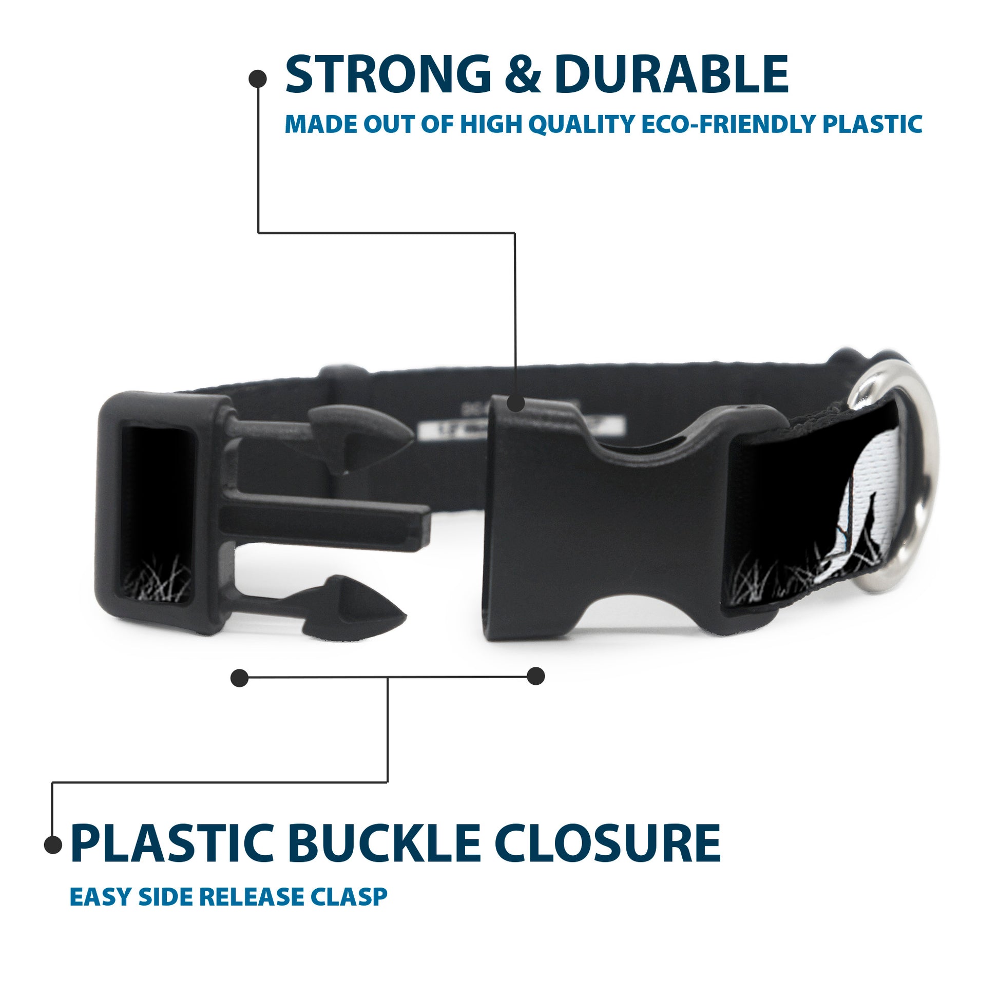 Plastic Clip Collar - Bigfoot Silhouette I BELIEVE Black/Gray/White Plastic Clip Collars Buckle-Down