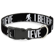 Plastic Clip Collar - Bigfoot Silhouette I BELIEVE Black/Gray/White Plastic Clip Collars Buckle-Down
