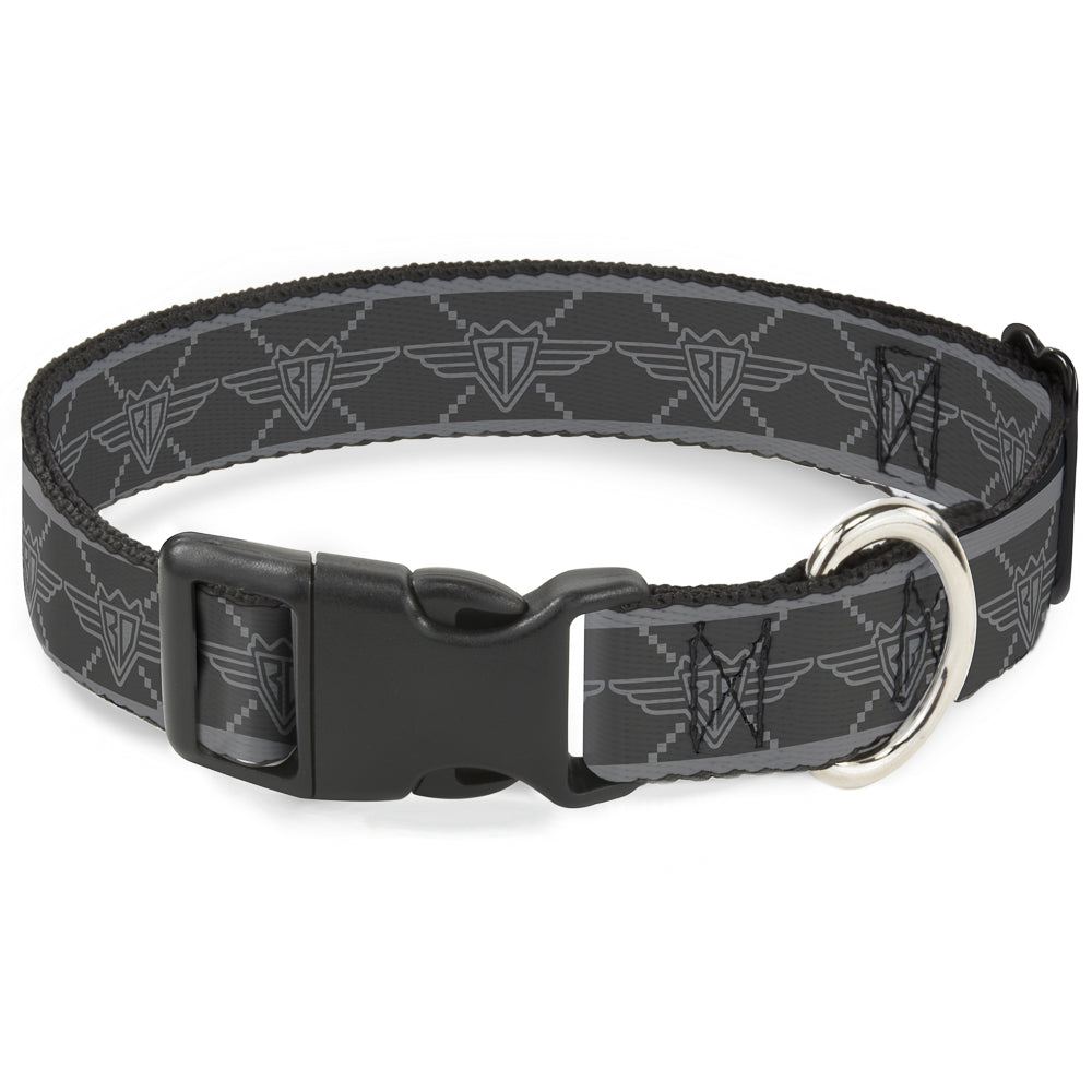 Plastic Clip Collar - BD Monogram2 Grays Plastic Clip Collars Buckle-Down