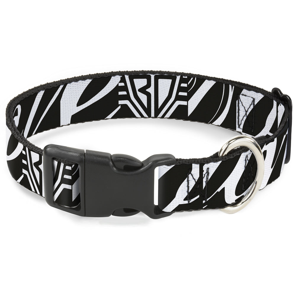 Plastic Clip Collar - BD Logo/BUCKLE-DOWN Script Black/White Plastic Clip Collars Buckle-Down