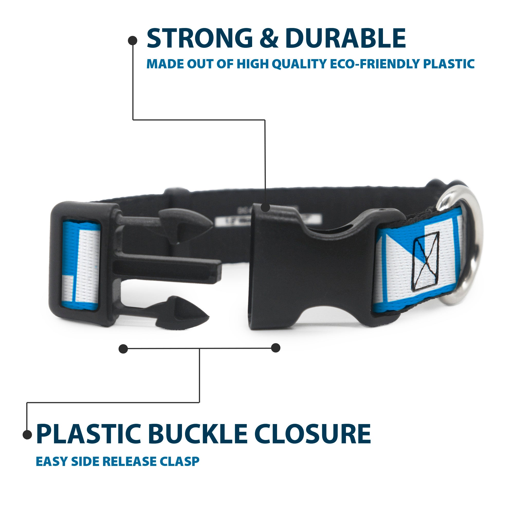 Plastic Clip Collar - BUCKLE-DOWN Shapes Turquoise/White Plastic Clip Collars Buckle-Down