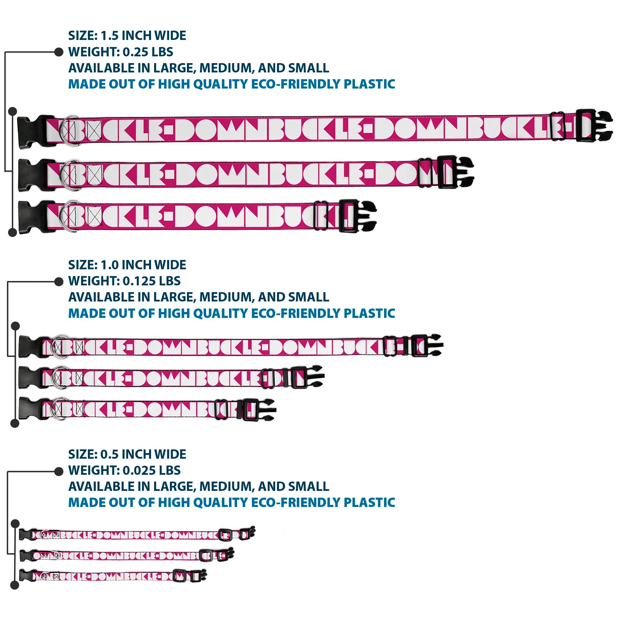 Plastic Clip Collar - BUCKLE-DOWN Shapes Hot Pink/White Plastic Clip Collars Buckle-Down