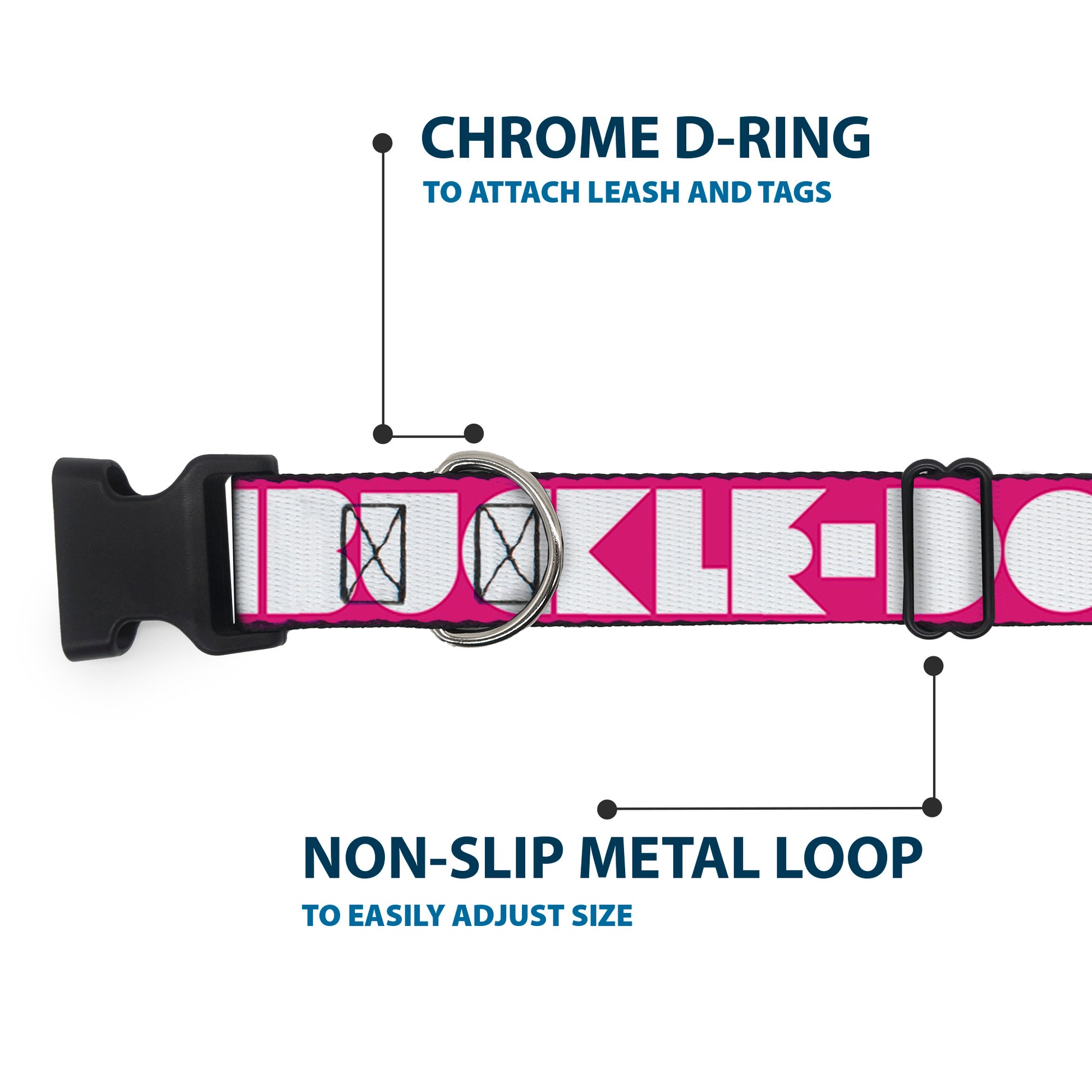 Plastic Clip Collar - BUCKLE-DOWN Shapes Hot Pink/White Plastic Clip Collars Buckle-Down