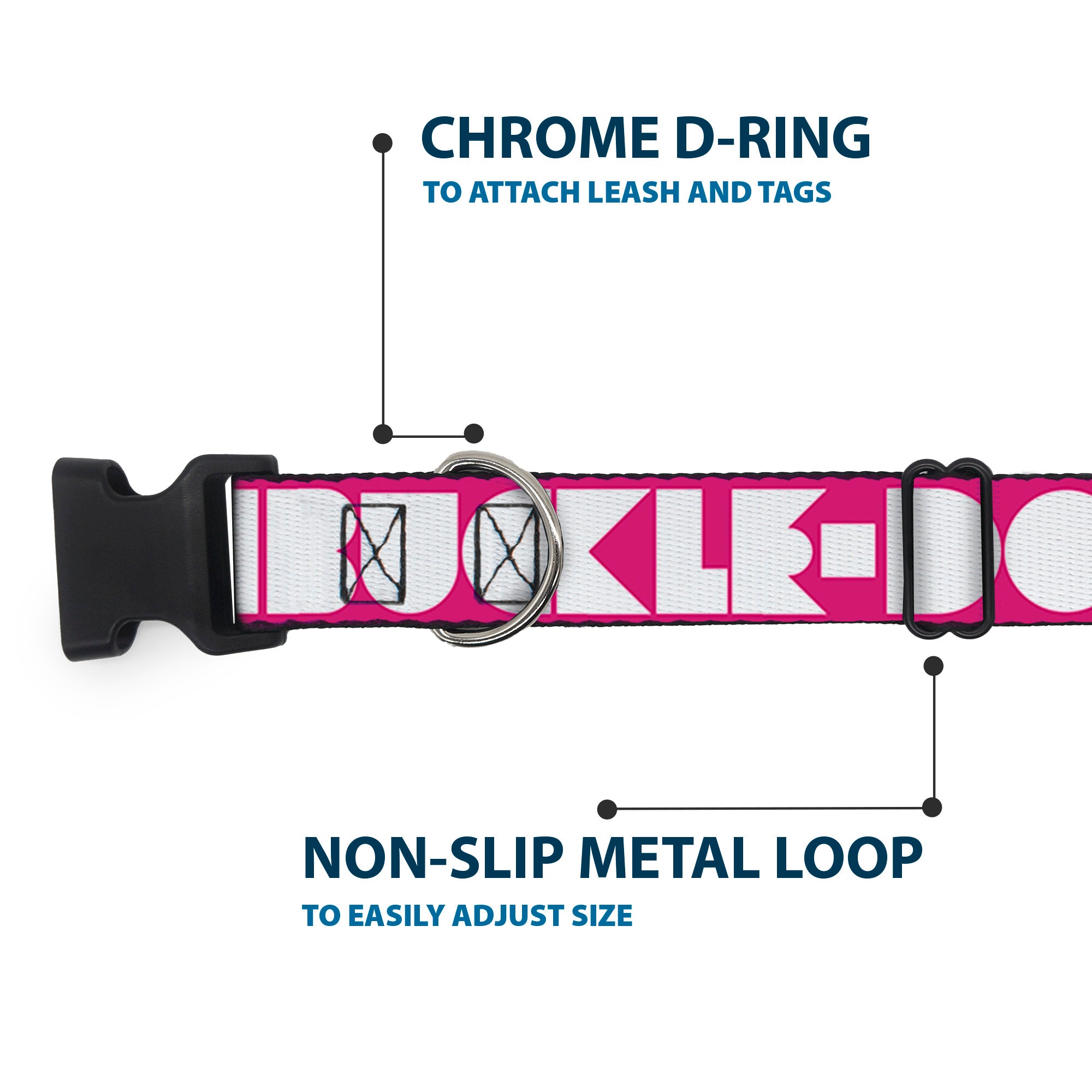 Plastic Clip Collar - BUCKLE-DOWN Shapes Hot Pink/White Plastic Clip Collars Buckle-Down