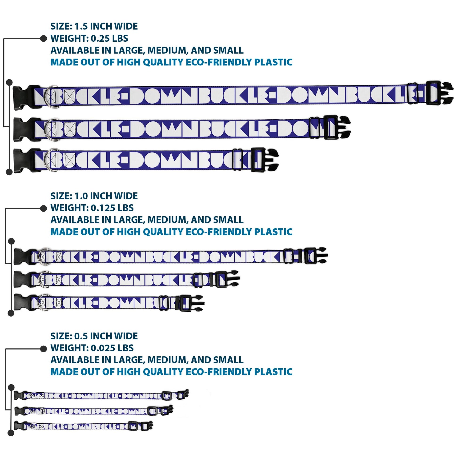 Plastic Clip Collar - BUCKLE-DOWN Shapes Blue/White Plastic Clip Collars Buckle-Down