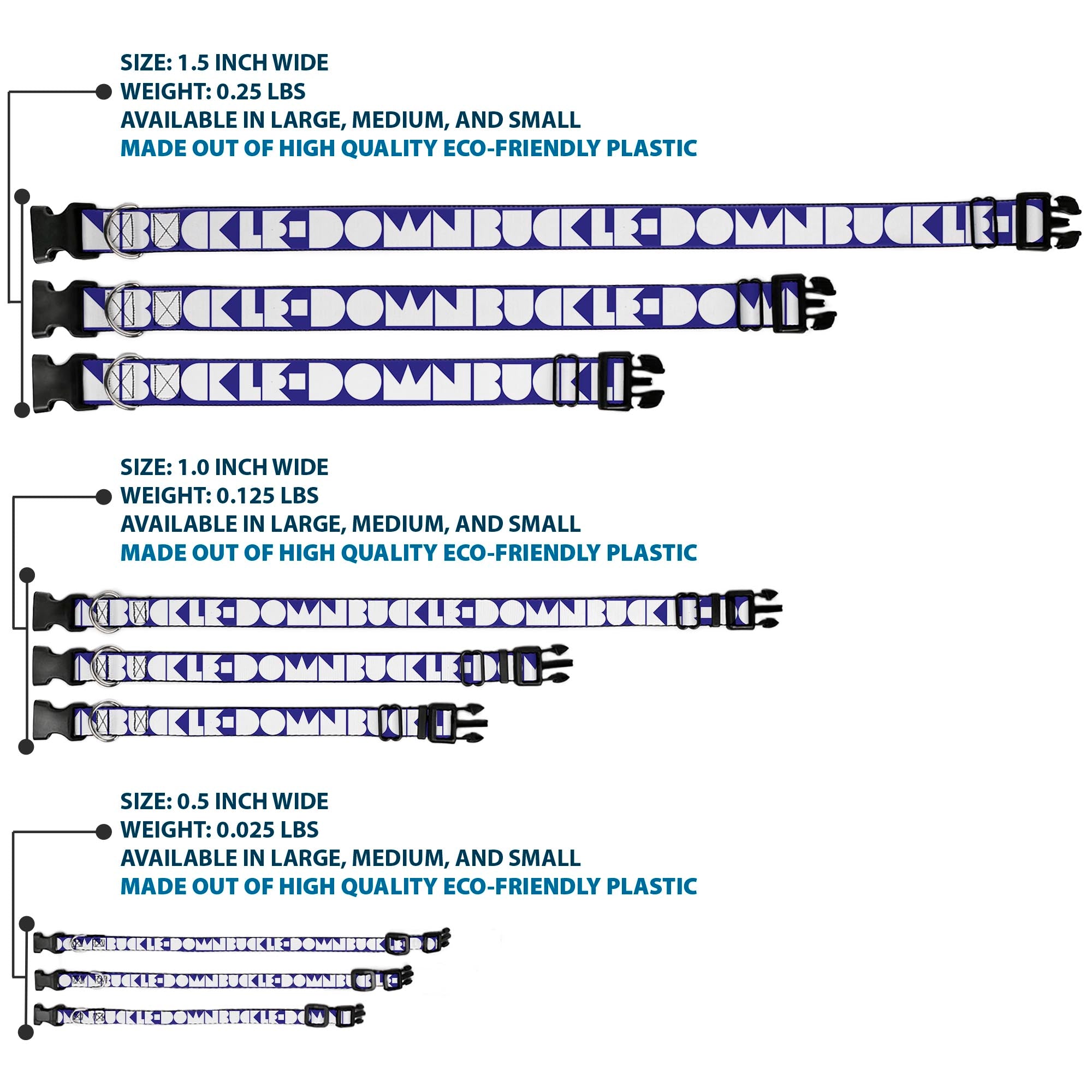 Plastic Clip Collar - BUCKLE-DOWN Shapes Blue/White Plastic Clip Collars Buckle-Down
