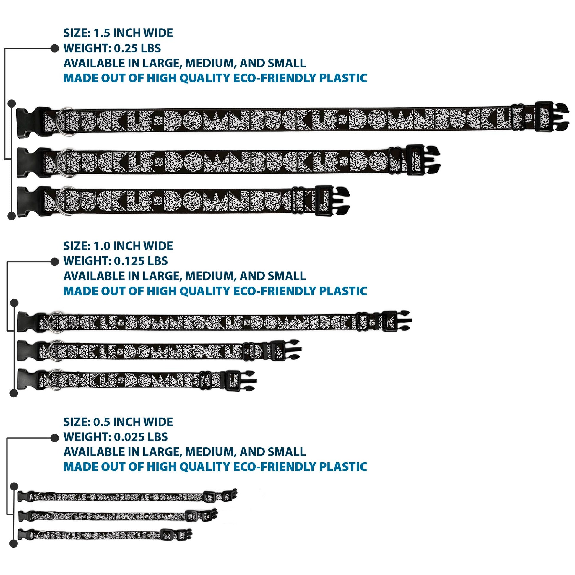 Plastic Clip Collar - BUCKLE-DOWN Shapes Black/Camo White/Black Plastic Clip Collars Buckle-Down