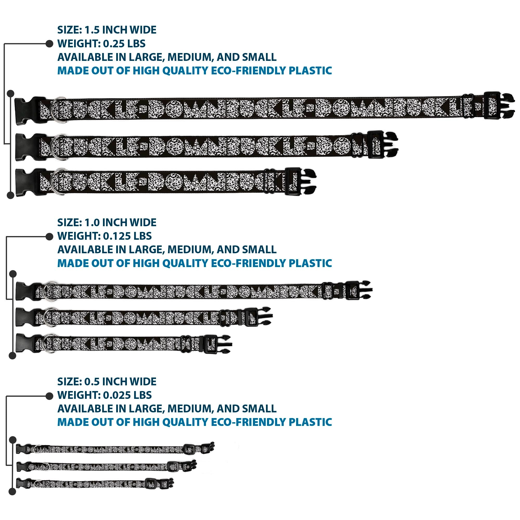 Plastic Clip Collar - BUCKLE-DOWN Shapes Black/Camo White/Black Plastic Clip Collars Buckle-Down