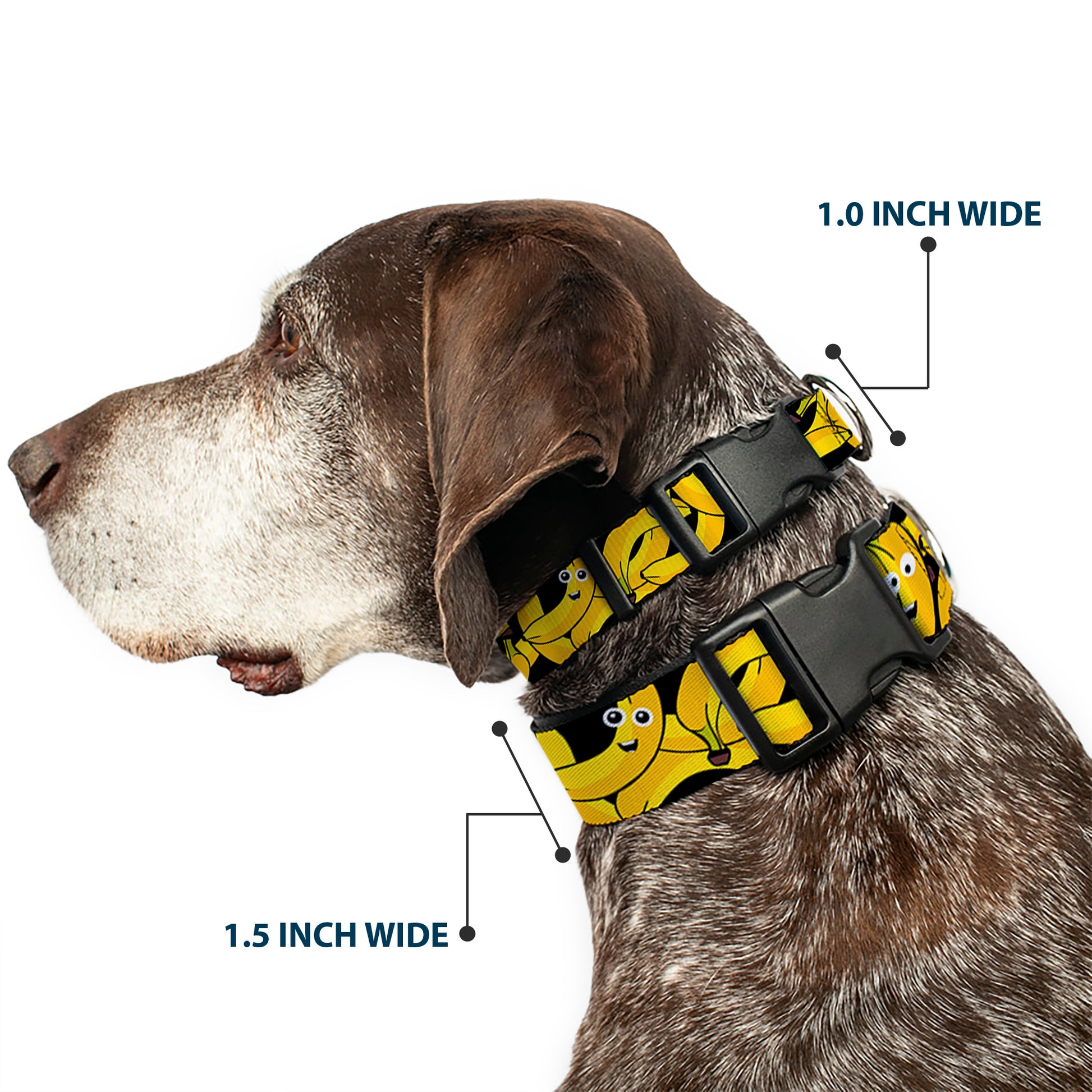 Plastic Clip Collar - Bananas Stacked Cartoon Black//Yellows Plastic Clip Collars Buckle-Down