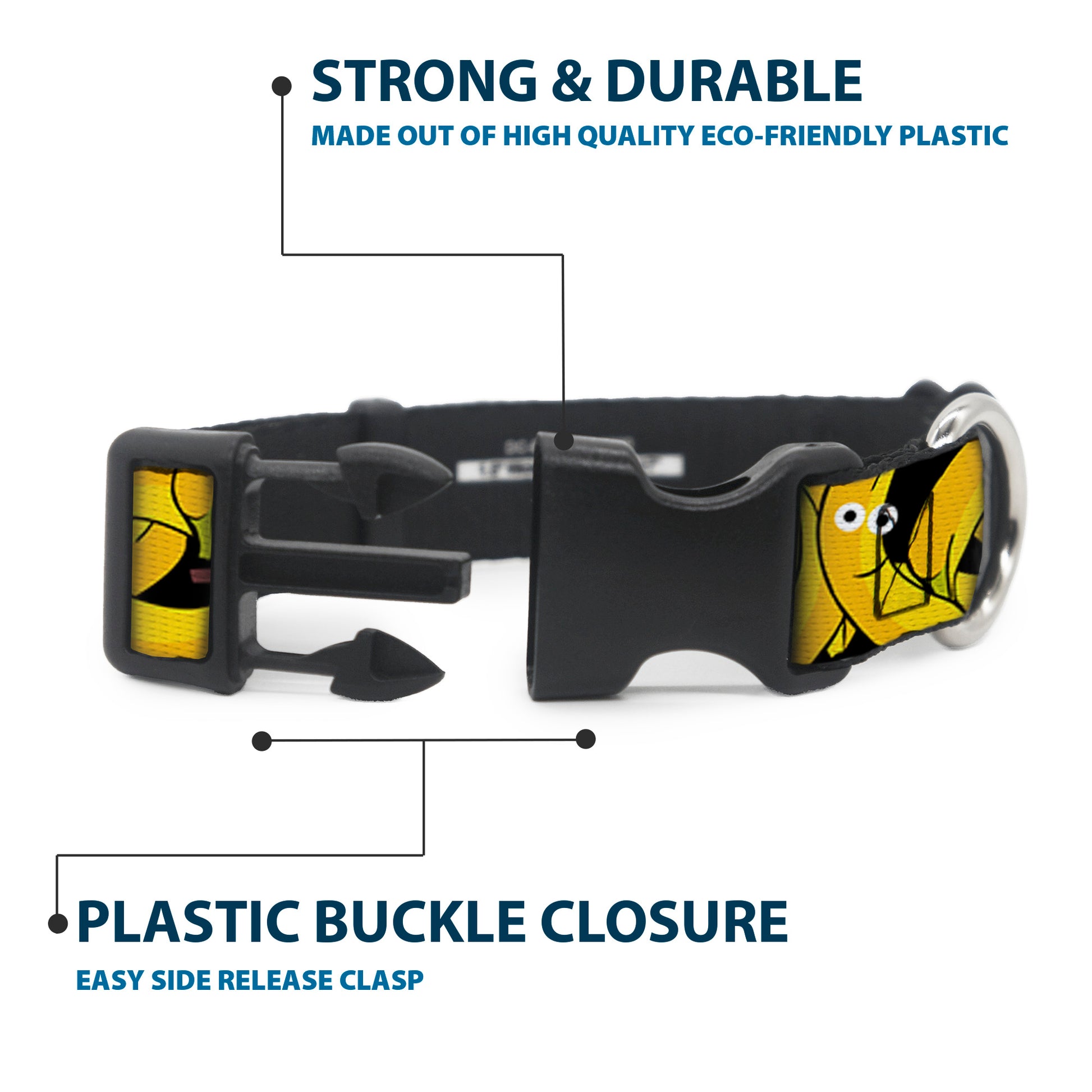 Plastic Clip Collar - Bananas Stacked Cartoon Black//Yellows Plastic Clip Collars Buckle-Down