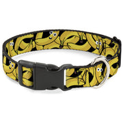 Plastic Clip Collar - Bananas Stacked Cartoon Black//Yellows Plastic Clip Collars Buckle-Down